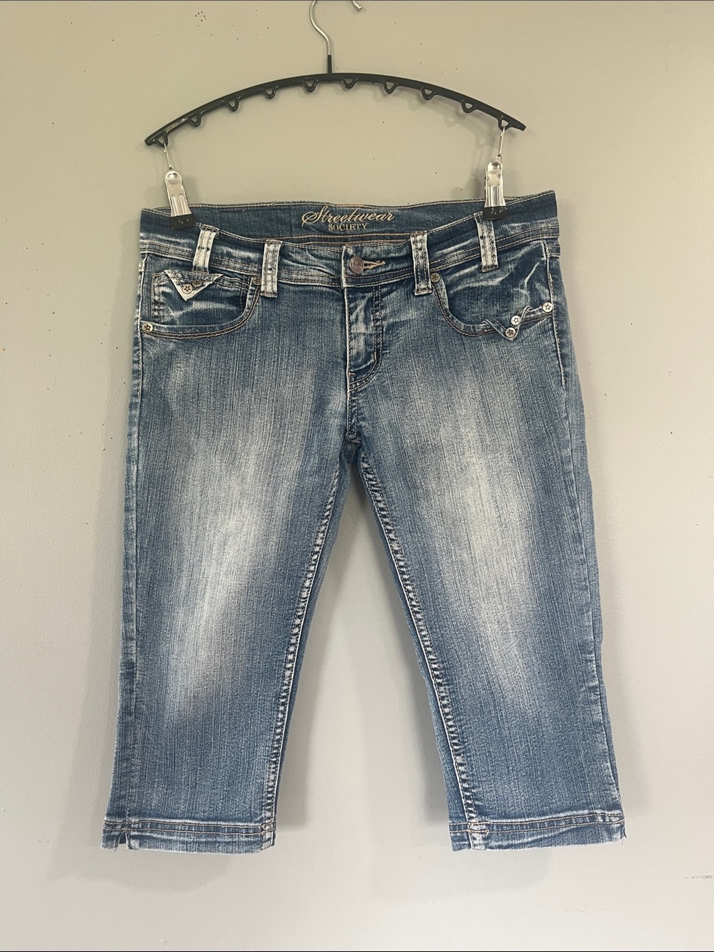 Streetwear Society Faded Blue Cropped Denim Capris 7